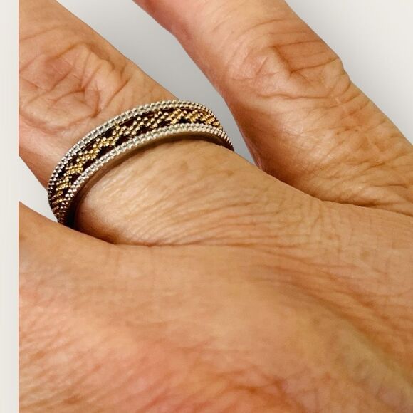 Silver & gold plated mesh design thumb ring size 8 - Picture 7 of 9